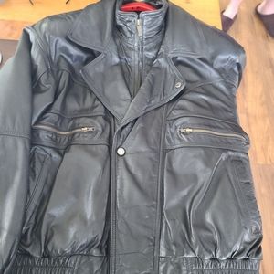 Genuine Leather Bomber Jacket XL Mens